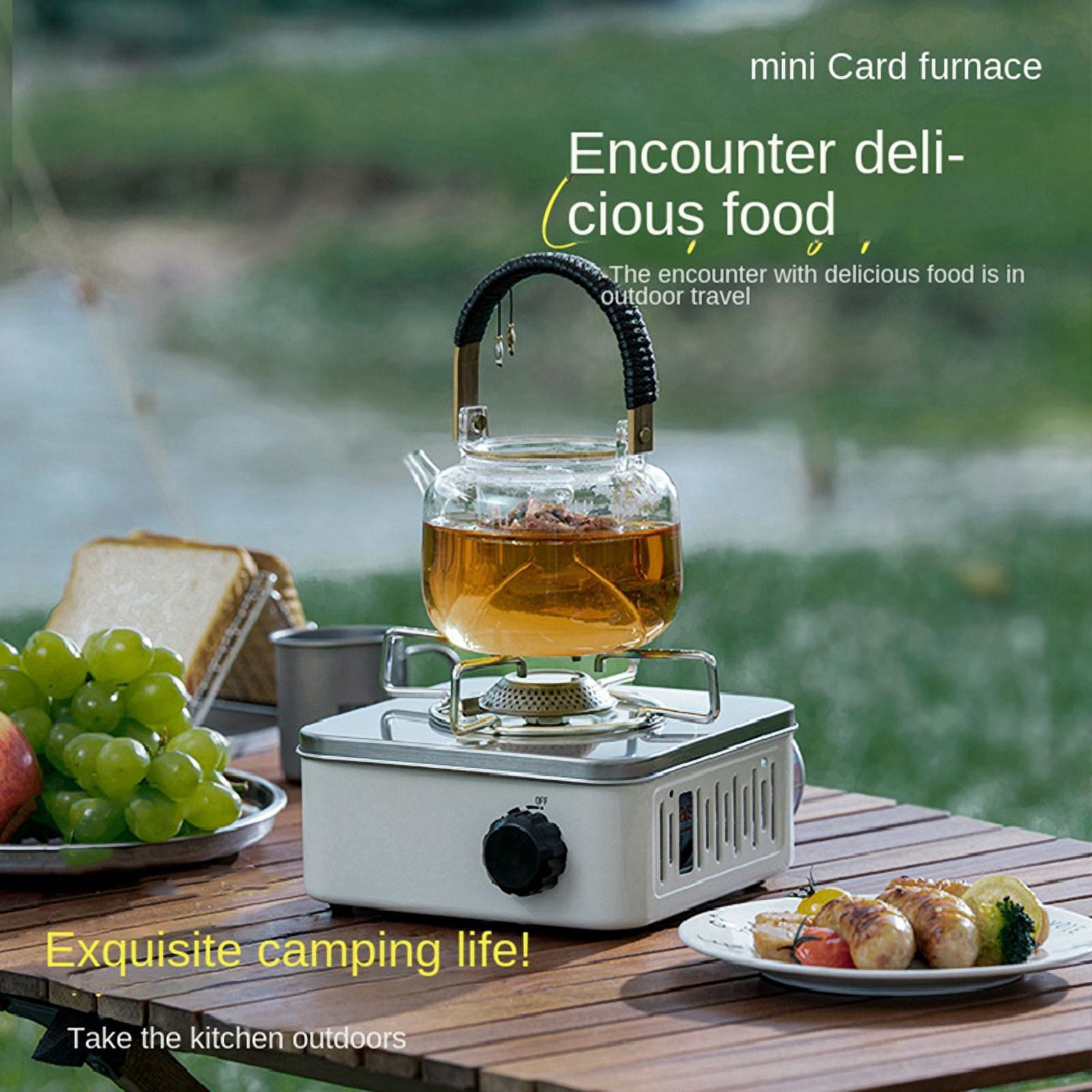 Outdoor Camping Cooking Gas Stove Strong Trips Burner Grill Super Light Travel Supplies Cooking Utensils-Khaki,1 x Camping Gas Stove 1 x Storage Bag,Khaki