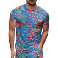 thumbnail image 3 of Ensemble de Complets pour Hommes à Imprimé Floral Moderne pour le Printemps et l'Automne avec Haut à Manches Longues à Col Rond et Bas Coordonnés Tenue Décontractée Élégante pour Hommes, 3 of 4