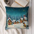 thumbnail image 7 of Winter Village Under Starry Night SkyLinen toss pillowcase decoration pillowcase gifting preferred 20x20 inch cushion cover sofa pillowcase sofa bedroom living room car, 7 of 7