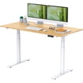 thumbnail image 2 of FLEXISPOT 55"x28" Dual Motors 3-Stage Height Adjustable Standing Desk Ergonomic Home Office Sit Stand Desk with USB Port, Bamboo Rectangle Desktop White Oval Frame, 2 of 12