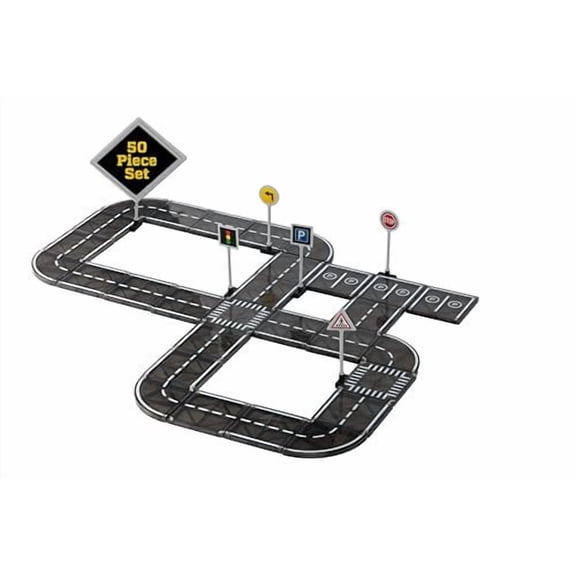 Playmags Magnetic Tiles Road Set - 50 Pcs STEM Educational Construction Toy Car Track, Building Blocks Magnet Toys for Toddlers, Safe for Ages 3