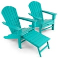 thumbnail image 2 of Costway 2 PCS Outdoor Patio HDPE Adirondack Chair Beach Seat Retractable Ottoman Turquoise, 2 of 9