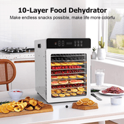 800W Food Dryer With 10 Trays -86~194℉Adjustable Temperature And 24-Hour Timer, Smart Fruit And Vegetable Dehydrator For Making Healthy Snacks, Jerky, And Dried Fruit