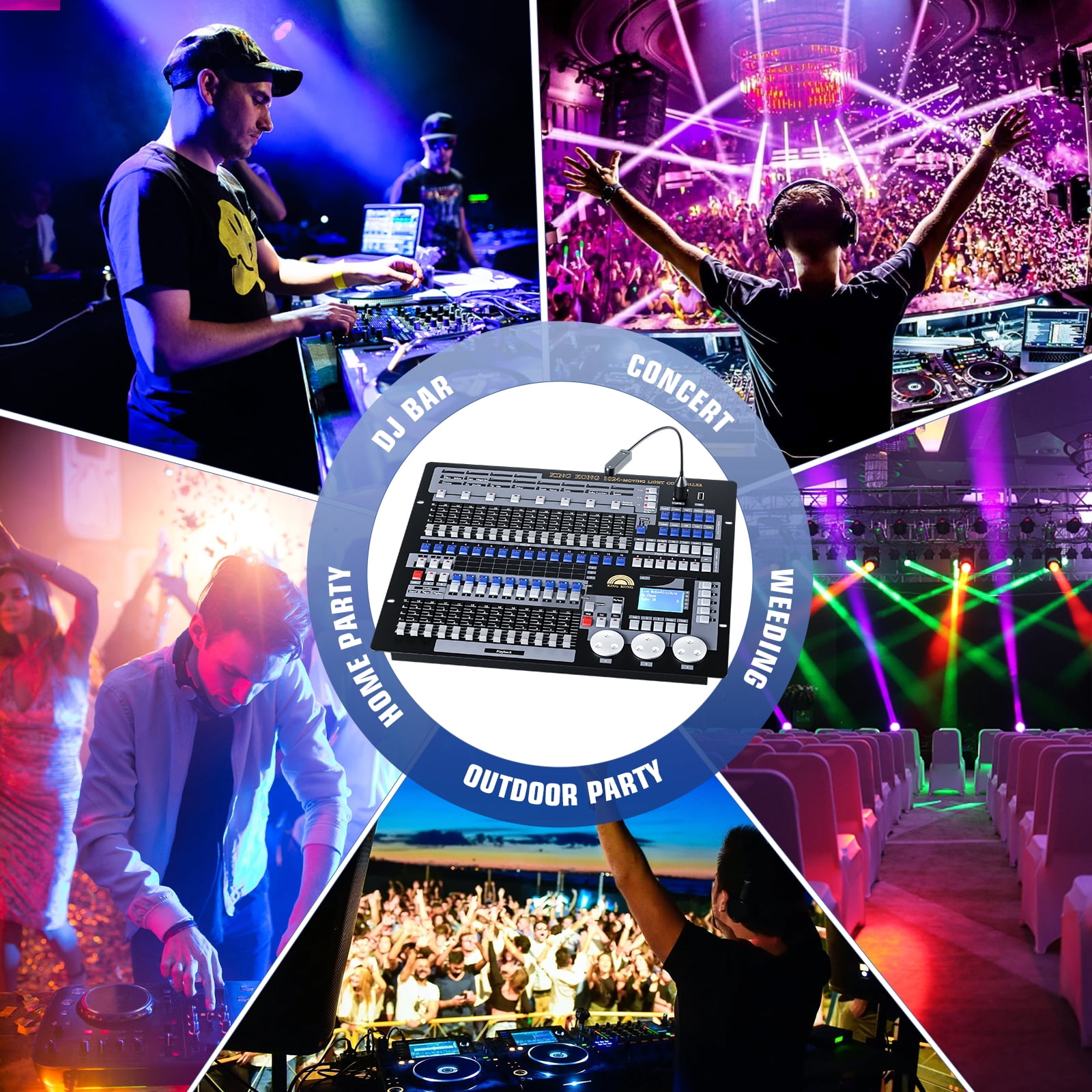 DJ Lighting Controller with Flightcase,Grand Console DMX and MIDI Operator 1024 Channel Lighting Controller for Live Concerts KTV DJs Clubs