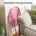 thumbnail image 4 of EastVita 3 Piece Patio Bistro Sets Outdoor Folding Bistro Set of 2 Small Colorful Bistro Coffee Table and 2 Chairs Foldable Metal Patio Furniture Set for Apartments/Porch/Deck/Balcony/Garden (Pink), 4 of 7