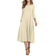 thumbnail image 1 of Generic 2025 Autumn New round Neck Half Sleeve Solid Color Wide Hem Dress, 1 of 1