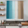thumbnail image 5 of Teal Brown Ombre Sheer Curtains 54 Inches Long, Vintage Country Wooden Light Filering Curtains, Breathable Simi Curtain Privacy Drapes for Kitchen Bathroom Nursery Lightweight Small Window Treatment, 5 of 9