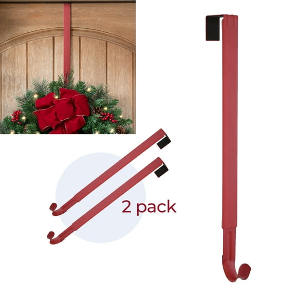 Haute Decor Adapt™ Adjustable Length Wreath Hanger Hook - 2 Pack - Matte Red