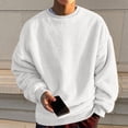thumbnail image 2 of Fuzzy Pullover Crew Neck Sweatshirt Long Sleeve Solid Color Fall Top Casual Outerwear White M, 2 of 4