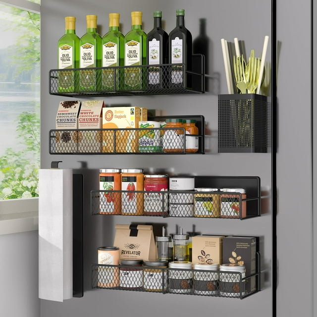 Especiero magnético DTUQYX para refrigerador, 6 piezas, metal