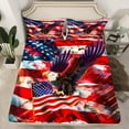 thumbnail image 2 of Feelyou Cartoon Eagle Child Twin Sheet Sets, July Fourth Twin Fitted Sheet, Retro American Flag Flat Sheet, Ultra Soft Bedroom Decor, 3pcs, 2 of 7