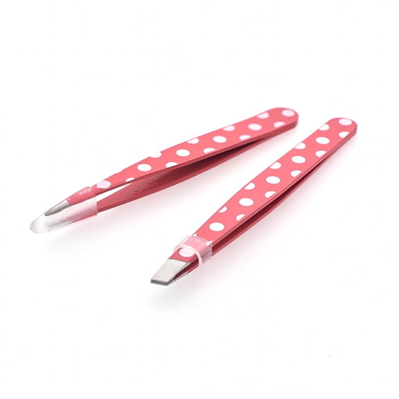 FACEGA Face Tweezers 2Pcs Eyebrow Tweezers Set Pink Stainless Steel for Personal and Professional Use