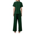 thumbnail image 4 of OIOLOYJM 2 Piece Post Surgery Recovery Sets for Men Women Cotton Soft Breathable Tear Away Side Snap Outfits Short Sleeve Shirt and Lounge Pants Sets Dark Green 2XL, 4 of 5