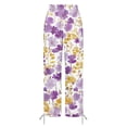 thumbnail image 6 of Endives Womens Linen Pant 3D Floral Print High Waisted Summer Wide Leg Pant Casual Trousers Beach Vacation Outfits, 6 of 8