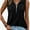Black, variant on MORTTIC Women's V-Neck Ribbed Tank Top, Sleeveless Shirt with Zipper, Casual Loose Fit Summer Top, L