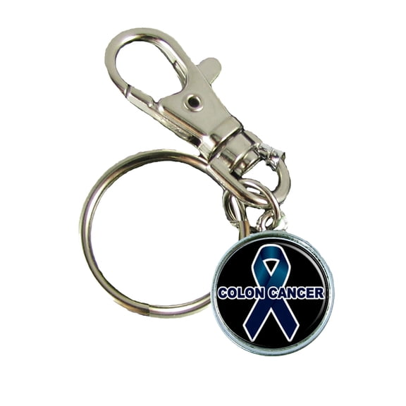 Colon Cancer Awareness Keychain Support Silver Plated Jewelry Key Chain