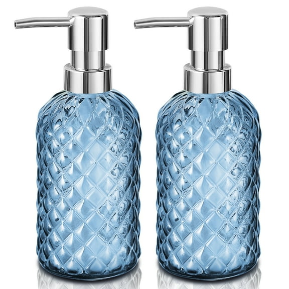 GM GMISUN Blue Glass Soap Dispenser with Pump Hand Soap Bottle for Kitchen Bathroom 16oz