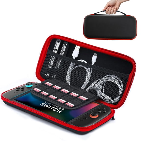 Carrying Case for Nintendo Switch 2 Model, Portable Hard Shell Pouch Carrying Travel Game Bag for Nintendo Switch 2 Accessories Holds 10 Game Cartridge (Black)