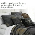 thumbnail image 6 of Southshore Fine LinensOversized 5-Piece Twin / Twin XL Quilt Bedding Set soft fabric with two matching shams and three decorative throw pillows, oversized bedspread Midnight Floral Black, 6 of 8