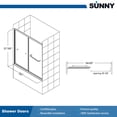 thumbnail image 5 of Sunny Shower Double Sliding Tub Door 60" x 57.4" with 1/4" Clear Glass in Chrome Finish, 5 of 7