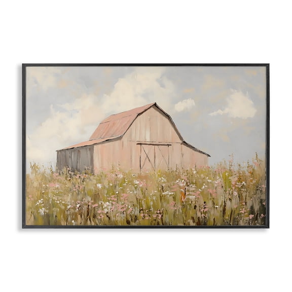 Stupell Industries Farmhouse Blush Pink Barn Black Framed Giclee Art, 18 x 12, by Franklyn Gregory