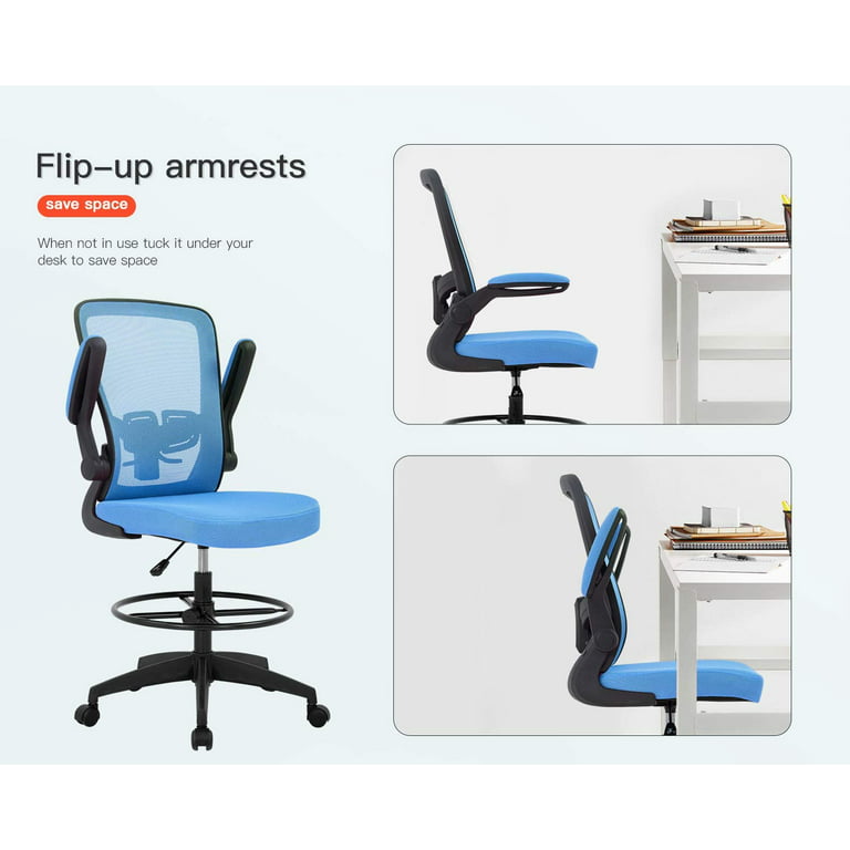 Office Chair, Mid-Back Computer Chair with Adjustable Height, Flip
