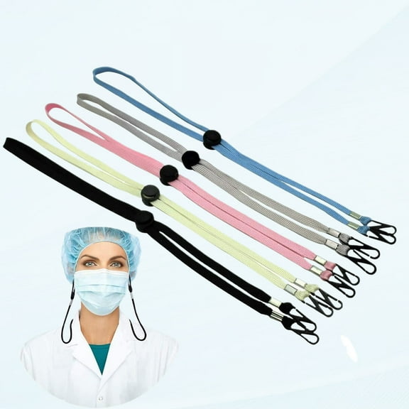 5 Pack Adjustable Length Face Mask Strap, Handy and Convenient Safety Mask Holder and Hanger, Comfortable Around the Neck Face Mask Rest（Beige 6#）