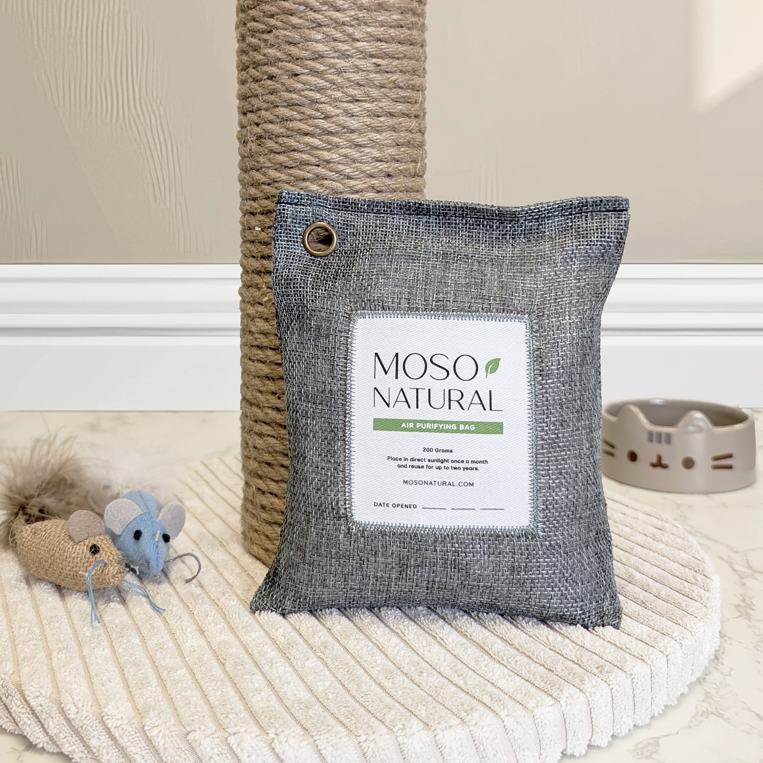 Moso Natural Air Purifying Bag, 200g Charcoal Odor Absorber, Closet & Car Odor Eliminator