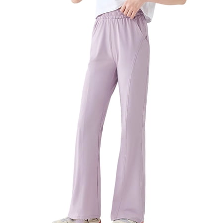 HAYIMI Girls Ice Silk Pants Summer Children Sun Casual Pants Medium Size Long Style Boho Solid Color Trousers