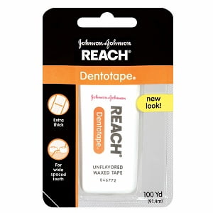 5319 Wax Ribbon - Reach Dentotape Unflavored Waxed Ribbon Dental Floss 100 Yards, 3 Pack