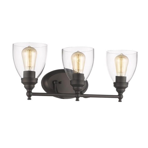 Elissa Transitional 3 Light Rubbed Bronze Bath Vanity Light Clear Glass - 23 in.