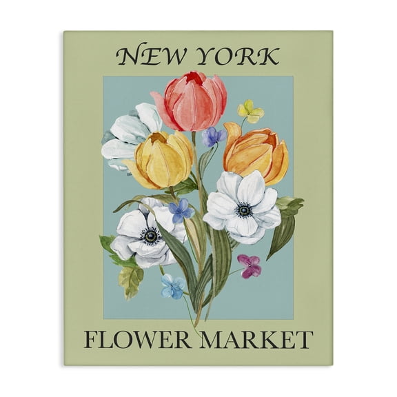 Stupell Industries New York Flower Market Botanical & Floral Painting Gallery Wrapped Canvas Art Print Wall Art, 16 x 20