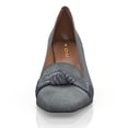 thumbnail image 3 of YDN Women Square Toe Slip on Loafers Knot High Chunky Heels Comfortable Daily Dress Prom Shoes Size 12 Dark Gray, 3 of 4
