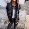 thumbnail image 4 of LOVZFMLL Vestes pour Femmes Veste Imprimée à Manches Longues avec Col Boutonné Haut, 4 of 8