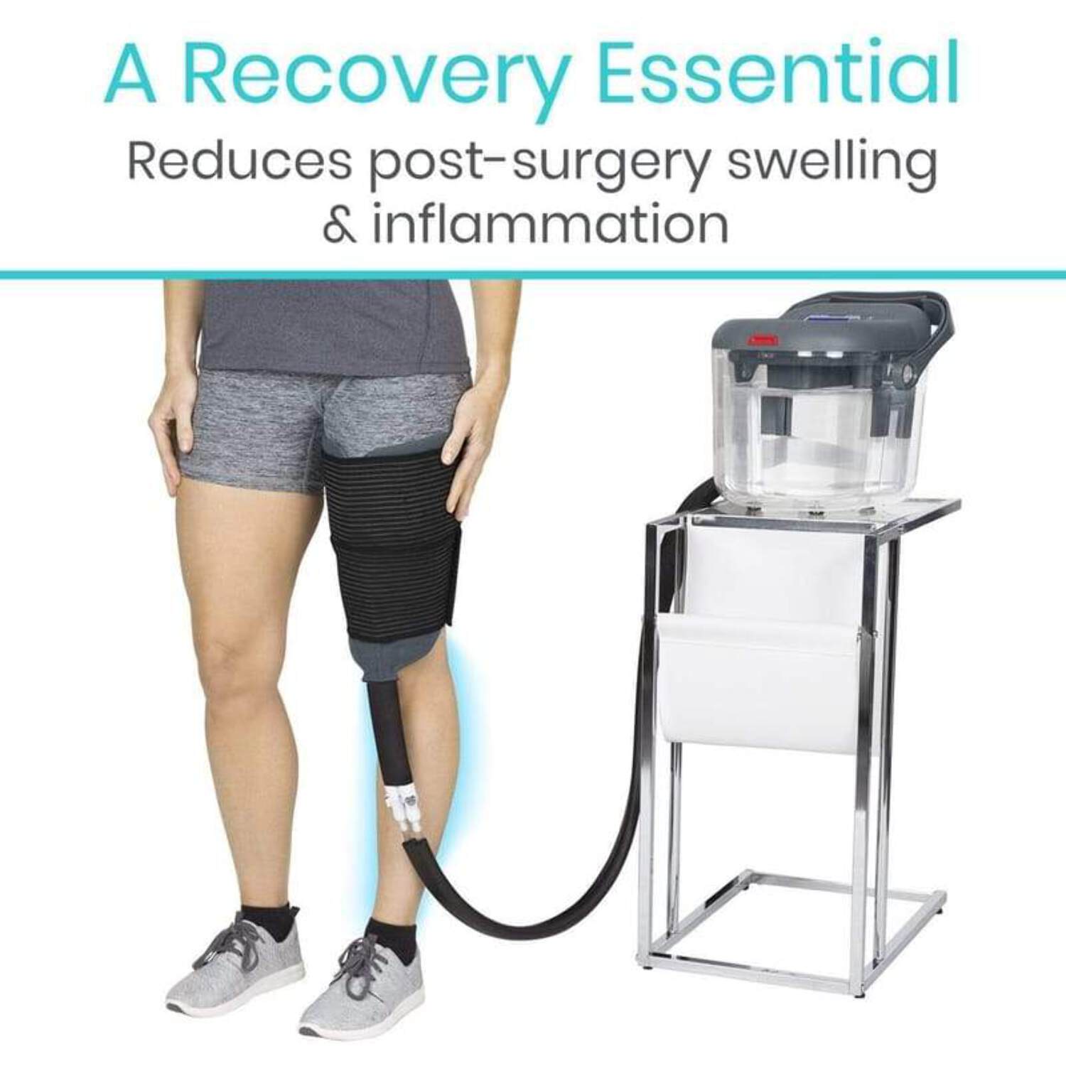 Vive Ice Machine for Knee & Shoulder Post-Surgery – Cold Therapy for Knee & Hip Replacement – Large Cryotherapy Pad with Quiet Pump – Flexible Cuff for Ankle, Back, Leg, Cervical, ACL