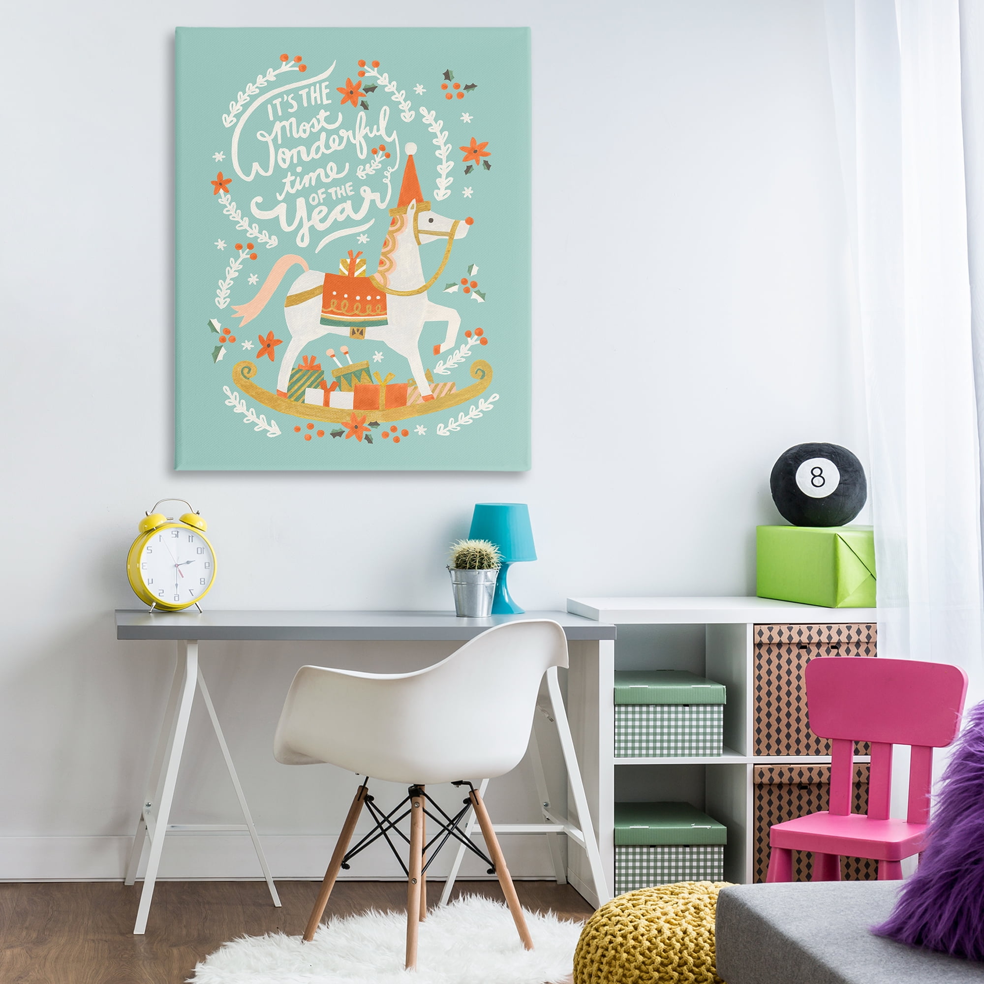 Stupell Industries Seasonal Horse & Sled Phrase Holiday Painting Wrapped Canvas Art Print Wall Art, 36 x 48