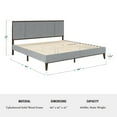 thumbnail image 6 of Martha Stewart Jett King Size Solid Wood Platform Bed with Upholstered Base and Inset Paneled Headboard, Wood Slat Bottom, No Box Spring Needed, Brown Gray/Gray, 6 of 11