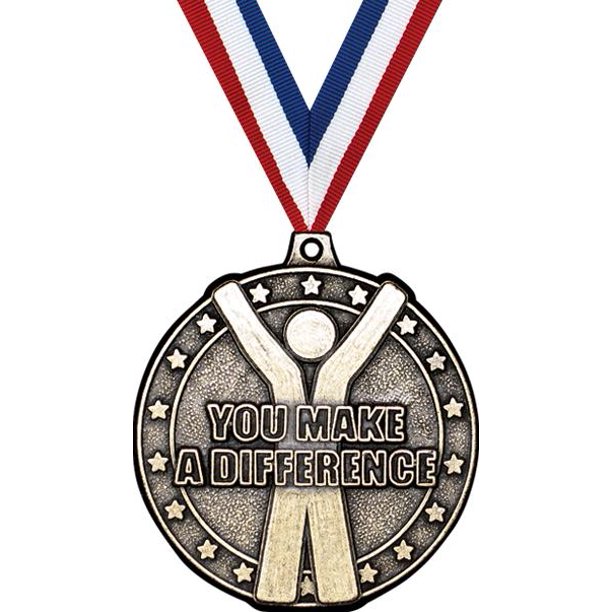 You Make A Difference Medals, 2" Gold Diecast You Make A Difference