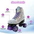thumbnail image 6 of YUCHANG Light-up Roller Skates for Women and Men, LED Skates for Girls and Boys, Laser Sliver (Women's 8.5 / Men's 7), 6 of 8