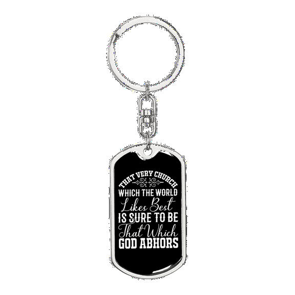 God Abhors Stainless Steel or 18k Gold Premium Swivel Dog Tag Keychain