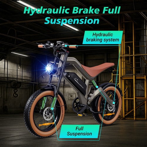 20"Electric Dirt Bike Mountain Motorcycle 48V18.2AH 1500W Motor Ebike 55KM/H NFC