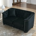 thumbnail image 3 of 59" Velvet Loveseat Sofa Couch for Living Room, Modern Chesterfield Sofa 2-Seater Couch, Upholstered Tufted Backrests with Nailhead Arms and 2 Cushions for Apartment Office,Black, 3 of 7