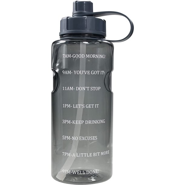 Half Gallon 64 Oz Water Bottle With Straw Time Marker Bpa Free Reusable Motivational Water