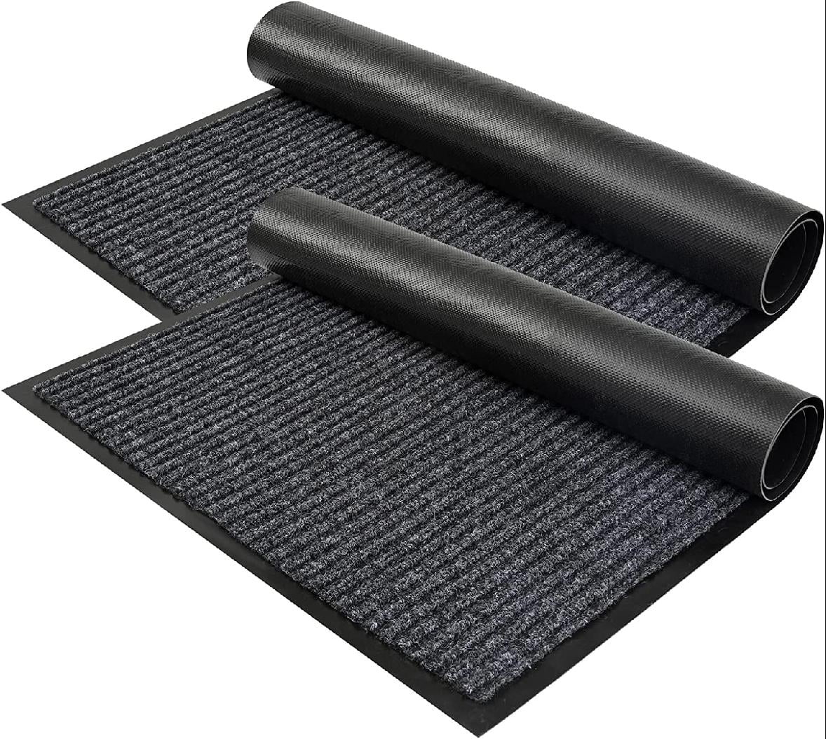 Heavy Duty Gray Striped Doormats,Indoor Outdoor Door Mat, Durable