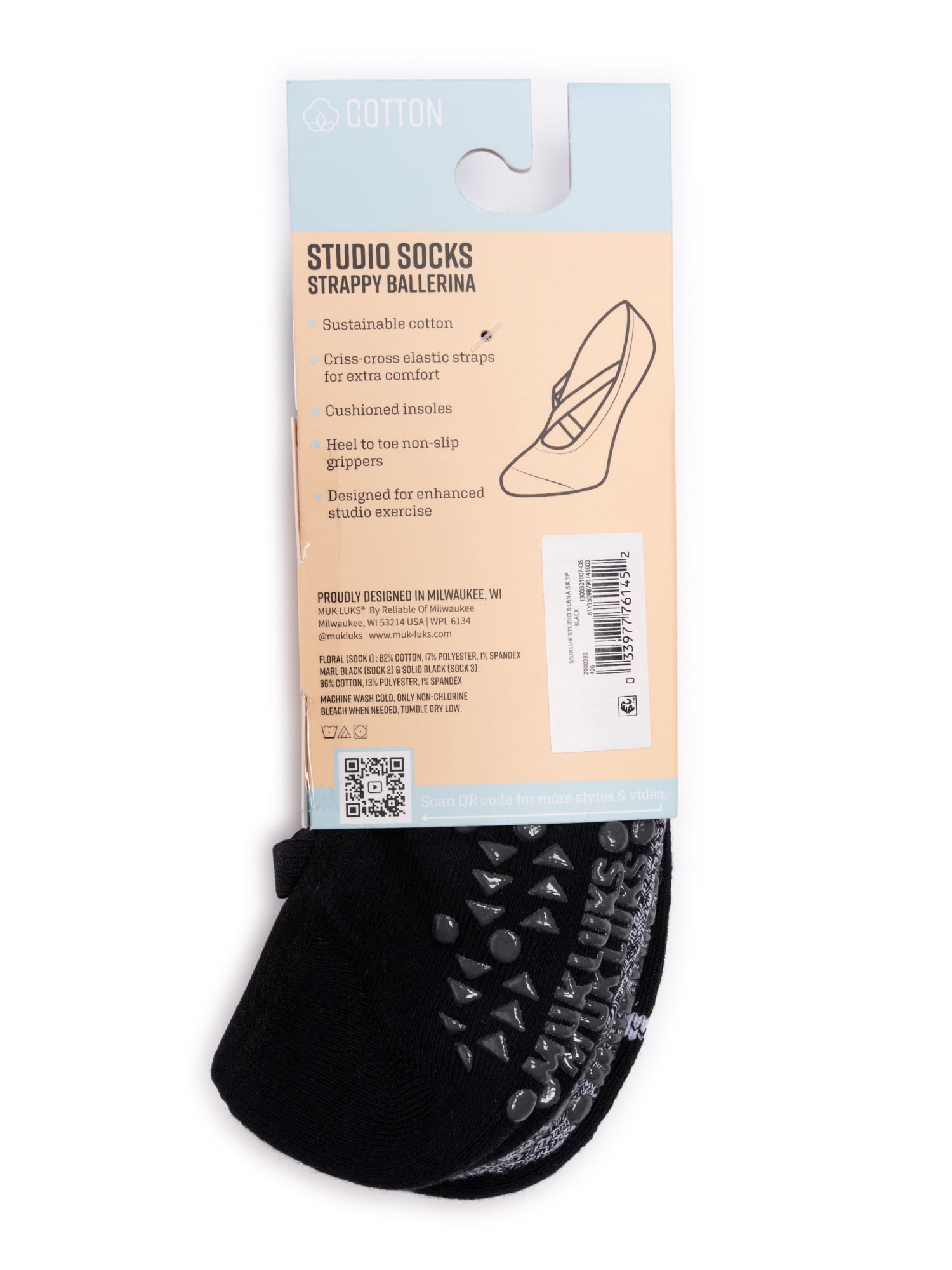 MUK LUKS Women's Pilates Ballerina Cotton Low-Cut Socks, 3-Pack, Shoe Sizes 6-10