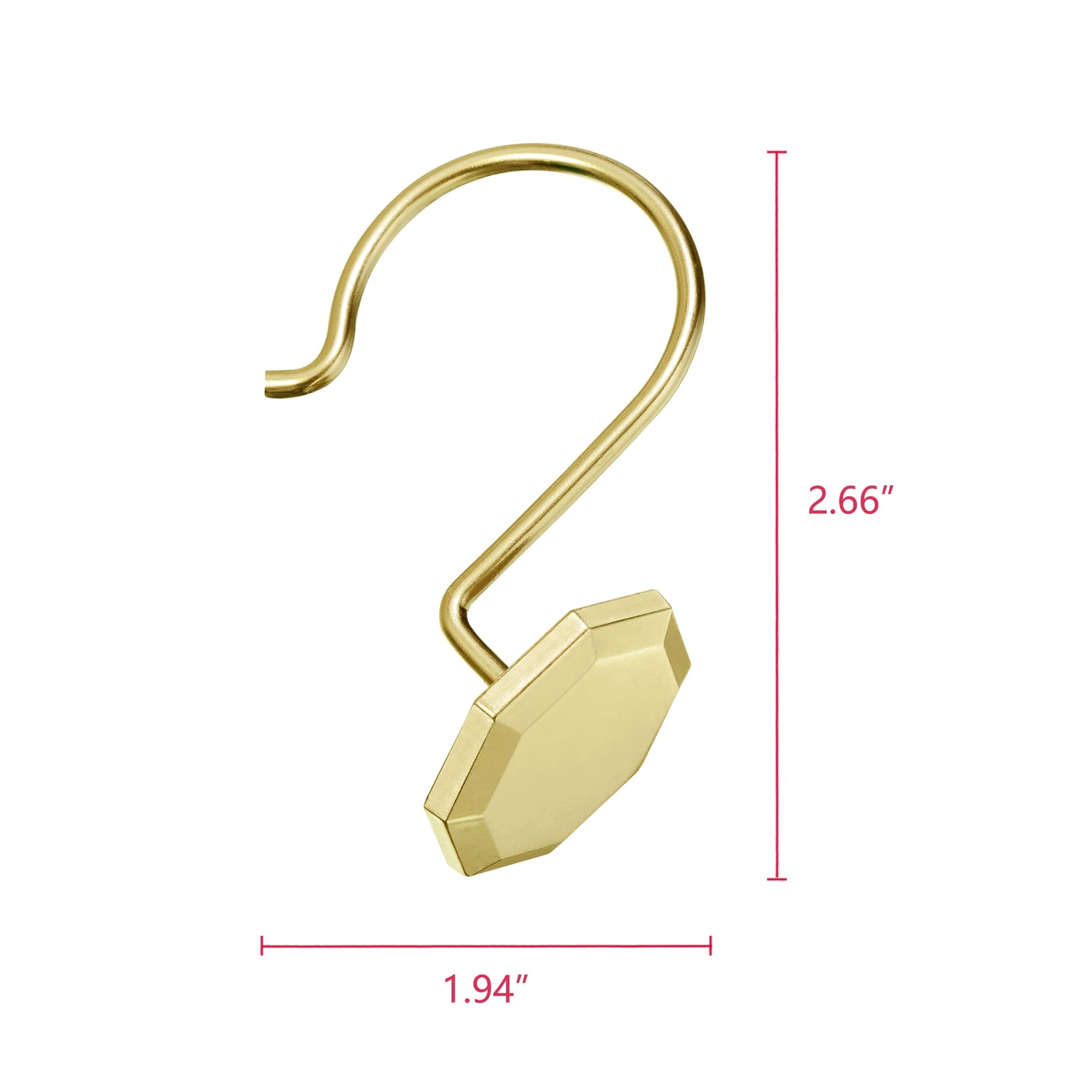 Utopia Alley HK27GD Rust Proof Zinc Shower Curtain Hooks Rings, Gold - Set of 12