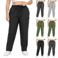 thumbnail image 1 of Straight Leg Sweatpants for Women Plus Size Drawstring Elastic Waist Pants Summer Going Out Trousers with Pocket, 1 of 7