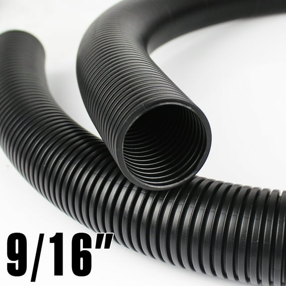 Split Wire 9/16inch Black Loom Conduit Corrugated Plastic Wire Cover Protect Wires Cables