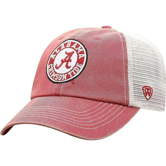 Brand New Collegiate Men's Vintage Design Alabama Icon Adjustable Hat, 100% Cotton, Embroidered Logos, Official School Colors, Red