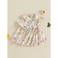 thumbnail image 5 of Michellecmm Baby Girl Summer Dress Casual Short Sleeve Doll Collar Floral Print Dress Toddler A-Line Dress, 5 of 9